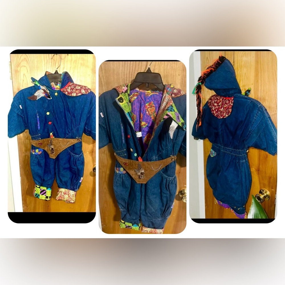 VTG Toddler Paisley Denim Patchwork Costume Snowsuit Franke bini 92 cm/ 2T